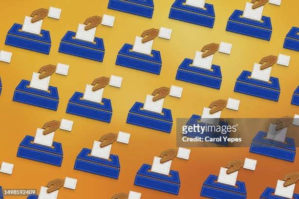 hand voting in felt.samless pattern - vote leave campaign foto e immagini stock