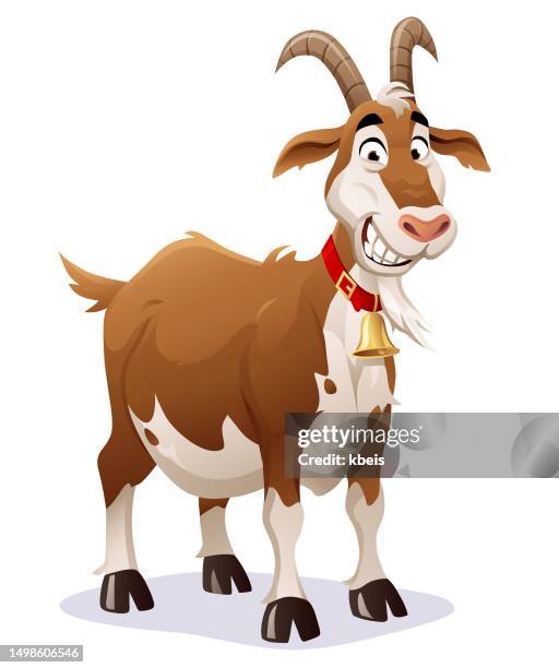 fröhliche ziege - goat wearing collar stock-grafiken, -clipart, -cartoons und -symbole