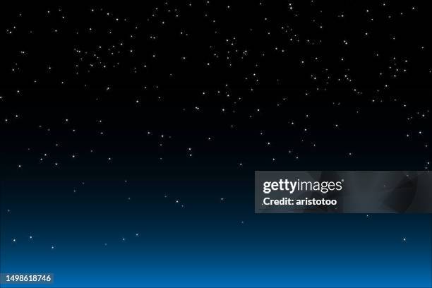 starry sky black blue gradient background - star sky stock illustrations