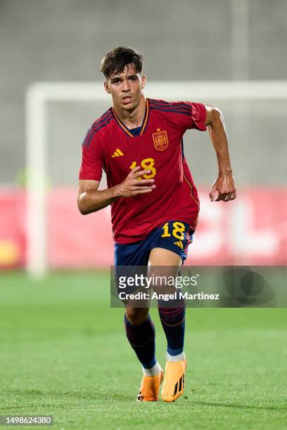 Gabri Veiga of Spain U21 in action during the International Friendly match between Spain U21 and Mexico U21 at Ciudad del Futbol de Las Rozas on June...