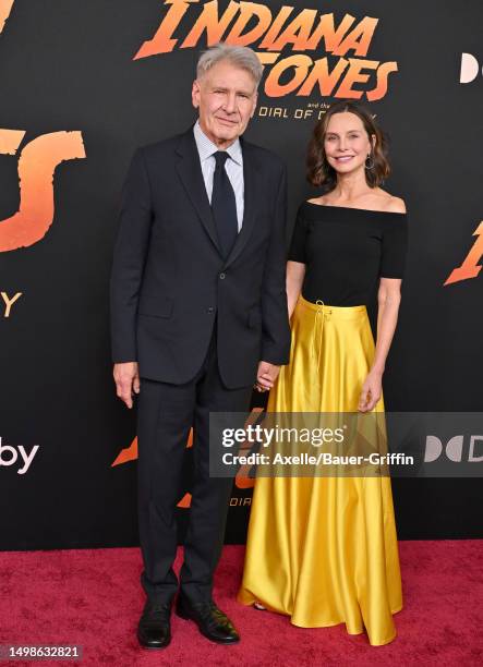 Harrison Ford and Calista Flockhart attend the Los Angeles Premiere of LucasFilms' "Indiana Jones and the Dial of Destiny" at Dolby Theatre on June...