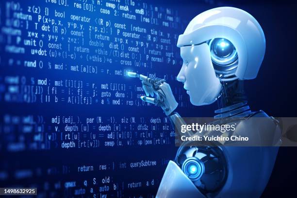 artificial intelligence robot generate code - robotic stock pictures, royalty-free photos & images