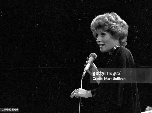 Singer/Songwriter Lesley Gore seen during rehearsal for The Midnight Special TV show at NBC Studios in Burbank, CA 1976.