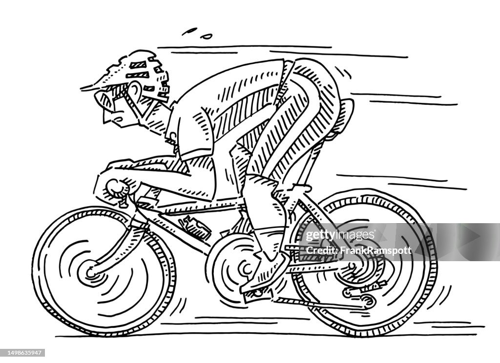 Drawing Racing Cyclist Racing Bike Cyclist Drawing High-Res Vector Graphic - Getty Images