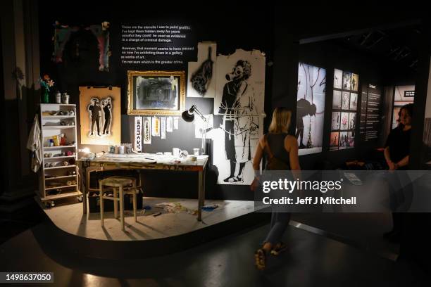 Exhibits o show by artist Banksy 'Cut & Run' which opens on the 18th at Glasgow's GoMAon June 15, 2023 in Glasgow, Scotland. On display at the...