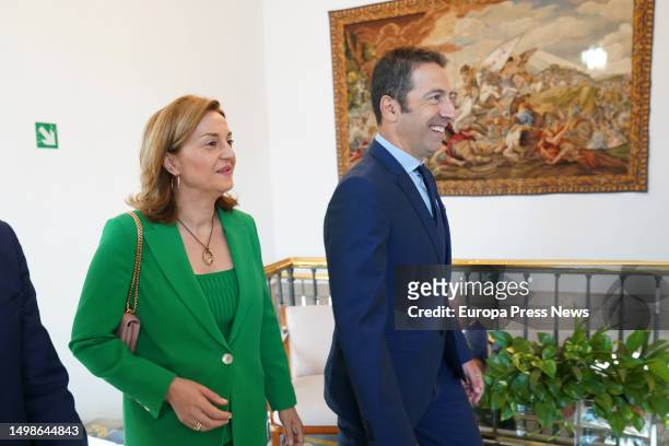 The new Conselleiros Elena Rivo and Alfonso Villares during the swearing-in ceremony of the heads of the Consellerias of the Xunta, at the Pazo de...