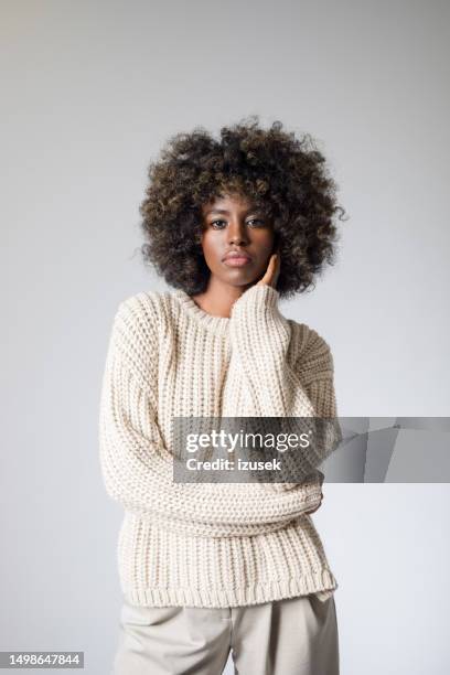 autumn portrait of young woman - beige trousers stock pictures, royalty-free photos & images