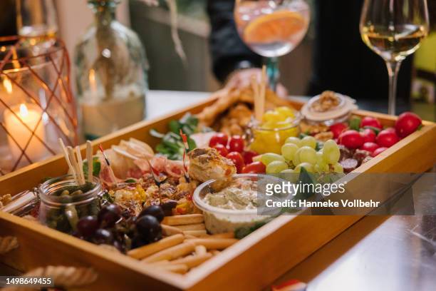 food platter on a party - tray stockfoto's en -beelden