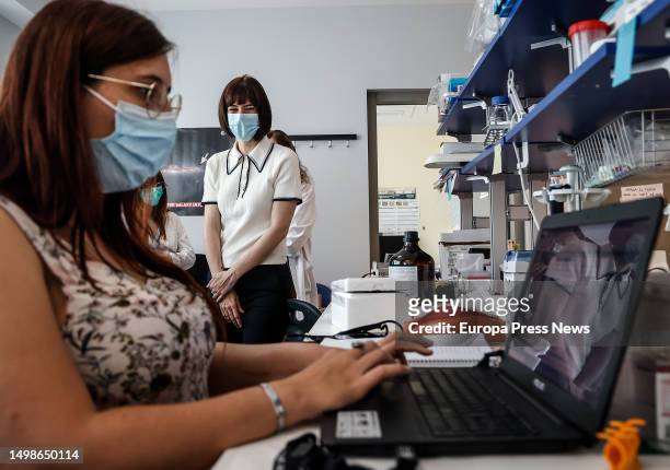 The Minister of Science and Innovation, Diana Morant , during her visit to the La Fe Health Research Institute in Valencia, on 15 June, 2023 in...