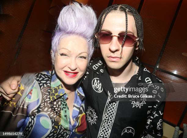 Cyndi Lauper and son Declyn “Dex” Lauper pose at the Tribecca Film Festival premiere after party for the Cyndi Lauper documentary "Let the Canary...