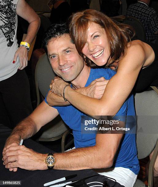 Actor Gerard Christopher and actress Stacy Haiduk participate in The Hollywood Show held at Burbank Airport Marriott Hotel & Convention Center on...