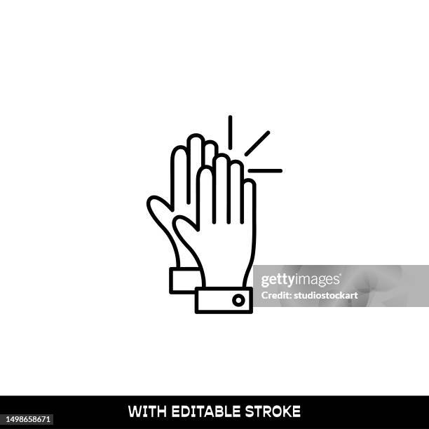 clapping hands line icon editable stroke - applause hands stock illustrations