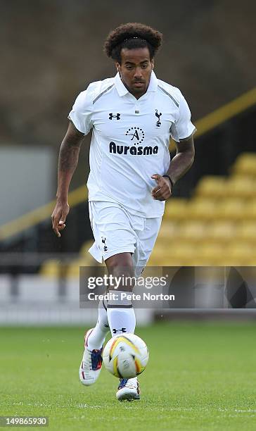 Tom Huddlestone of Tottenham Hotspur in action during the pre-season friendly match between Watford and Tottenham Hotspur at Vicarage Road on August...