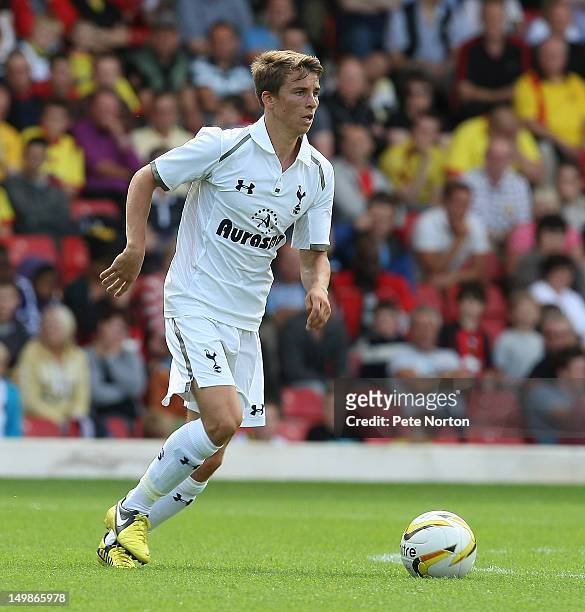 Tom Carroll of Tottenham Hotspur in action during the pre-season friendly match between Watford and Tottenham Hotspur at Vicarage Road on August 5,...