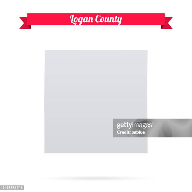 ネブラスカ州ローガン郡。白い背景に赤いバナーの地図 - devon点のイラスト素材／クリップアート素材／マンガ素材／アイコン素材