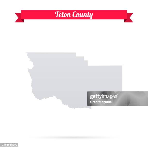 teton county, montana. map on white background with red banner - choteau montana stock illustrations