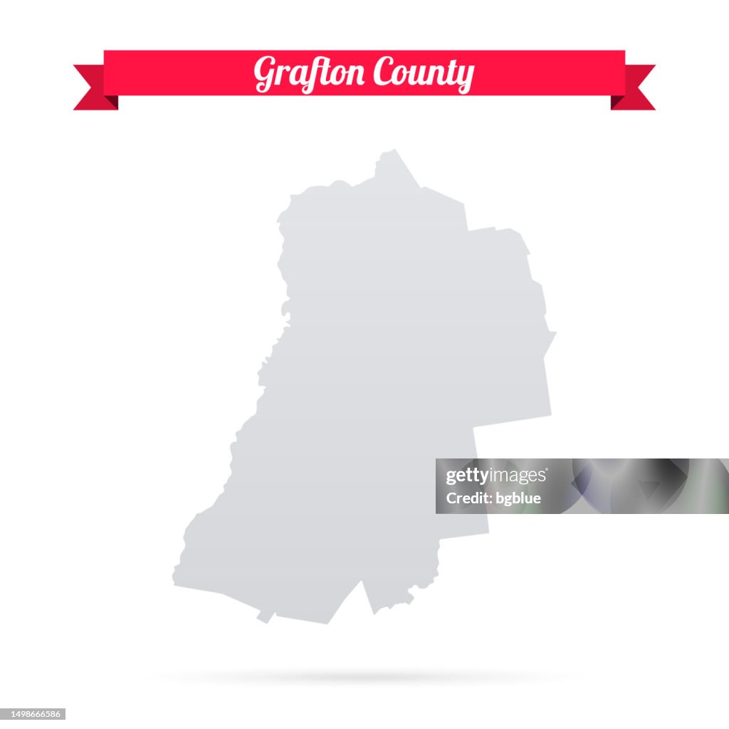 Grafton County, New Hampshire. Map on white background with red banner