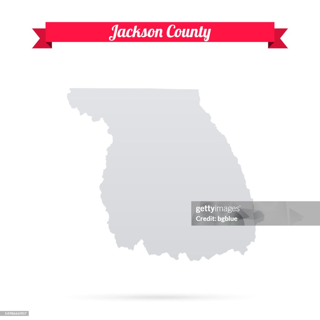 Jackson County, Colorado. Map on white background with red banner