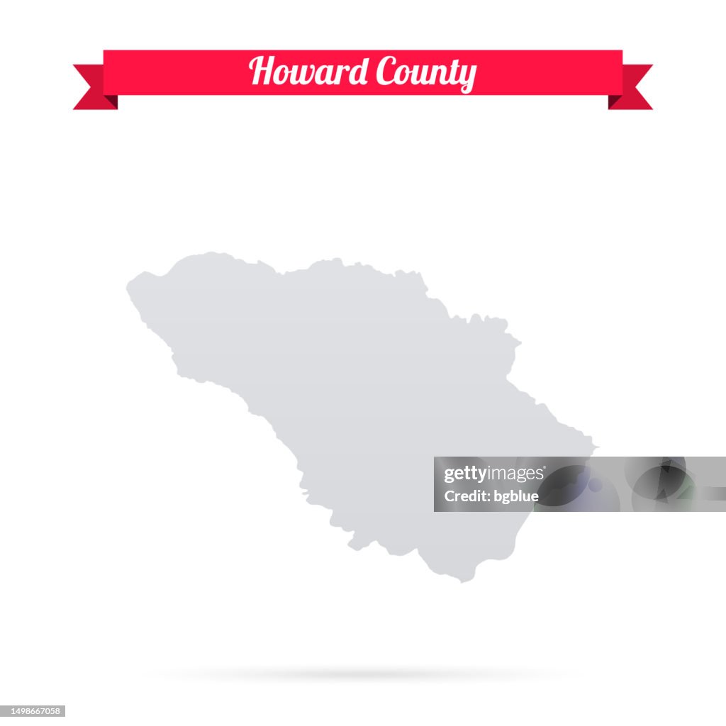 Howard County, Maryland. Map on white background with red banner