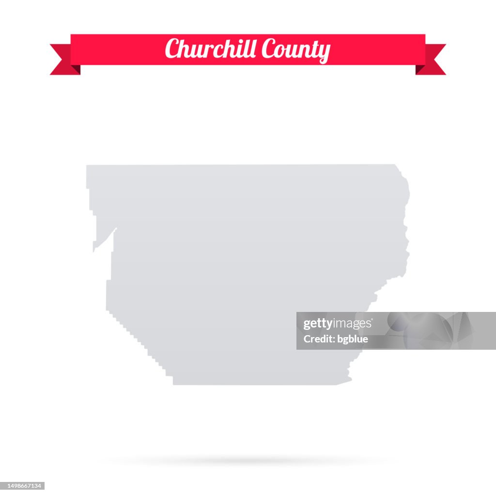 Churchill County, Nevada. Map on white background with red banner