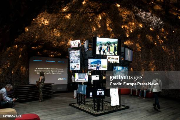 Several screens during the presentation of chef Ferran Adria's 'elBulli1846' museum, the museum of the former El Bulli restaurant, in Cala Montjoi,...