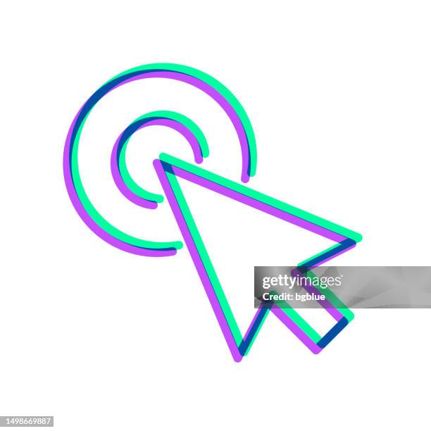 cursor. icon with two color overlay on white background - two mice stock illustrations