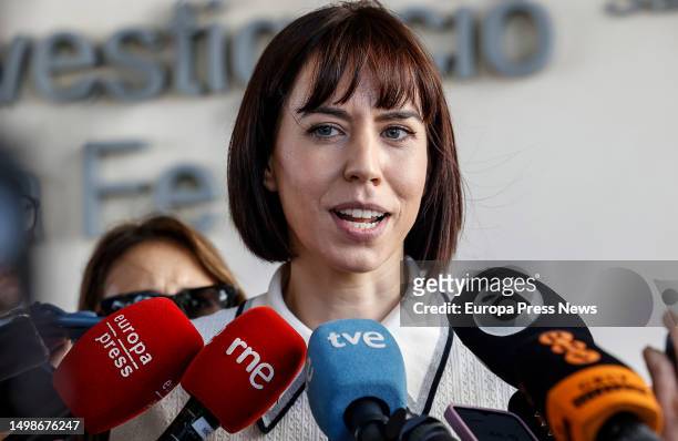 The Minister of Science and Innovation, Diana Morant, talks to the media after her visit to the La Fe Health Research Institute in Valencia, on 15...