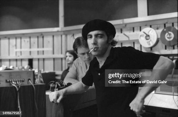 American musician, actor and guitar player for the E Street Band, Steven Van Zandt, also known as Little Steven, during recording sessions for Bruce...