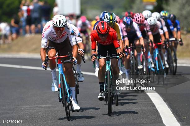 Cristián Rodríguez of Spain and Team Arkéa Samsic and Benoît Cosnefroy of France and AG2R Citroën Team attack during the 47th La Route...