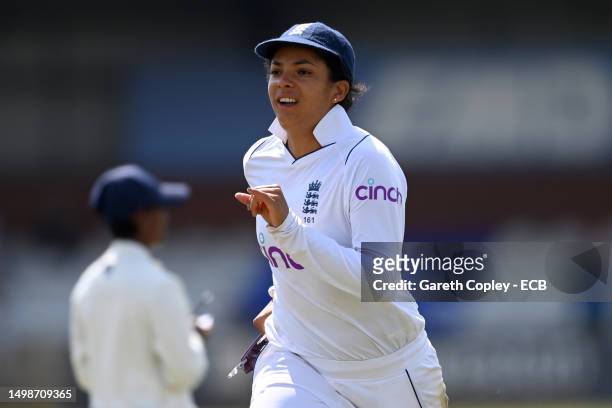Sophia Dunkley of England during the tour game between England Women and Australia A Women at The Incora County Ground on June 15, 2023 in Derby,...