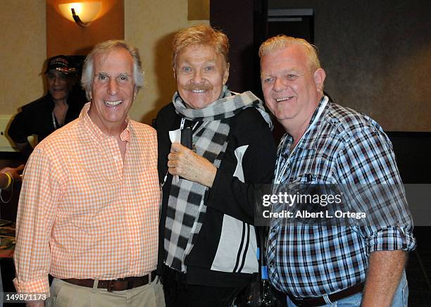 Actor Henry Winkler, comic Rip Taylor and actor Johnny Whitaker participate in The Hollywood Show held at Burbank Airport Marriott Hotel & Convention...