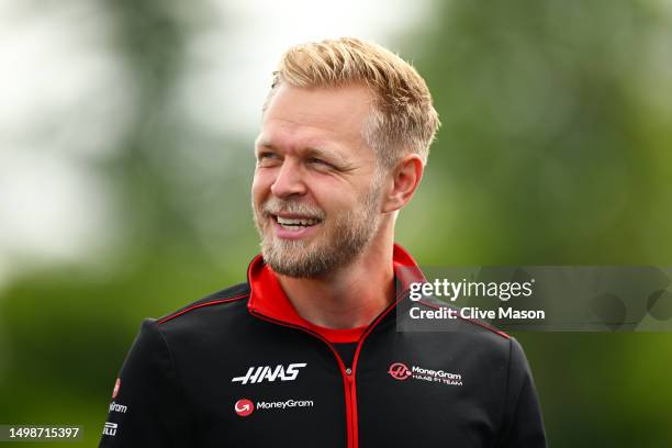 Kevin Magnussen of Denmark and Haas F1 walks in the Paddock during previews ahead of the F1 Grand Prix of Canada at Circuit Gilles Villeneuve on June...