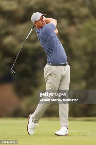 Adam Scott of Australia plays his shot from the 12th tee during the first round of the 123rd U.S. Open Championship at The Los Angeles Country Club...