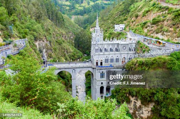 landscape of the sanctuary of las lajas, colombia - pasto stock pictures, royalty-free photos & images