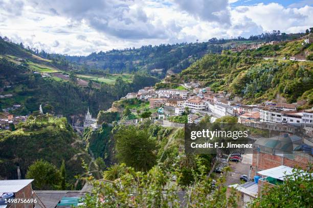 landscape with the town and sanctuary of las lajas, nariño, colombia - narino stock pictures, royalty-free photos & images