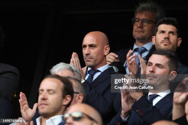 President of the Royal Spanish Football Federation Luis Rubiales attends the UEFA Nations League 2022/23 semifinal match between Spain and Italy at...