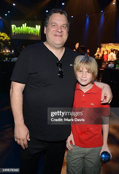 Actor Jeff Garlin and son Duke Garlin attend the "ParaNorman" Los Angeles premiere party held at the Globe Theatre at Universal Studios Hollywood on...