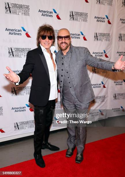 Richie Sambora and Desmond Child attend the 2023 Songwriters Hall of Fame Induction and Awards Gala at the New York Marriott Marquis on June 15, 2023...