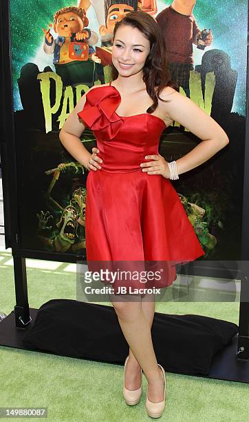 Jodelle Ferland attends the 'ParaNorman' premiere at AMC CityWalk Stadium 19 at Universal Studios Hollywood on August 5, 2012 in Universal City,...