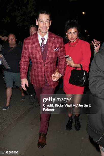 John Cena and Shay Shariatzadeh seen attending the gala performance featuring the new cast of "Cabaret at the Kit Kat Club" on June 15, 2023 in...