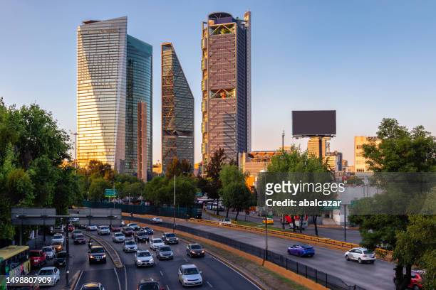 skyscrapers in financial district - ciudad de méxico stockfoto's en -beelden