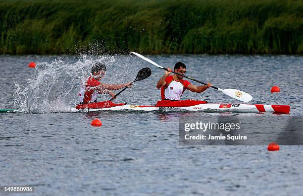 Emanuel Silva and Fernando Pimenta of Portugal compete in the Men's Kayak Double 1000m Canoe Sprint heats on Day 10 of the London 2012 Olympic Games...