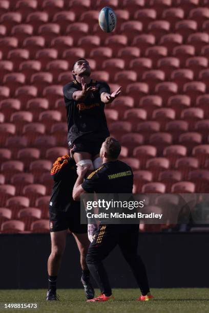 Chiefs Tupou Vaa'i in action during a media opportunity ahead of the Super Rugby Pacific semi final between the Chiefs and the Brumbies, at FMG...