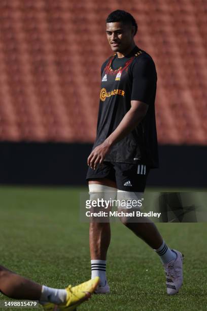 Chiefs Tupou Vaa'i in action during a media opportunity ahead of the Super Rugby Pacific semi final between the Chiefs and the Brumbies, at FMG...