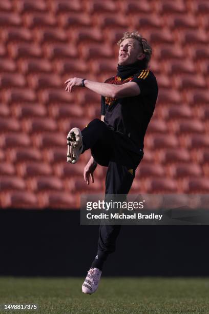 Chiefs Damian McKenzie kicks the ball during a media opportunity ahead of the Super Rugby Pacific semi final between the Chiefs and the Brumbies, at...