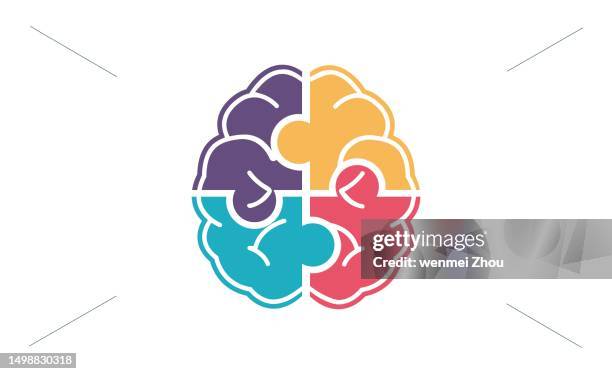 gehirn puzzle - brain logo stock-grafiken, -clipart, -cartoons und -symbole