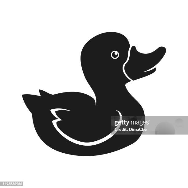 cute duck silhouette - cut out vector icon - duckling stock illustrations