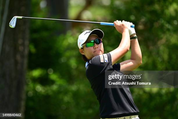 Mao Nozawa of Japan hits her tee shot on the 11th hole during the first round of NICHIREI Ladies at Sodegaura Country Club Sodegaura Course on June...