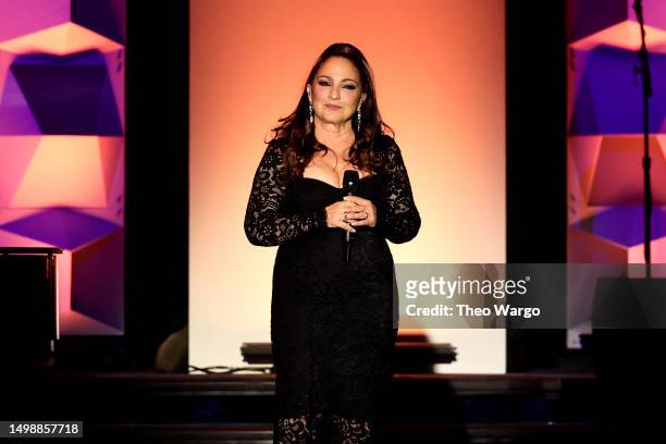 Gloria Estefan performs onstage at the 2023 Songwriters Hall of Fame Induction and Awards Gala at the New York Marriott Marquis on June 15, 2023 in...