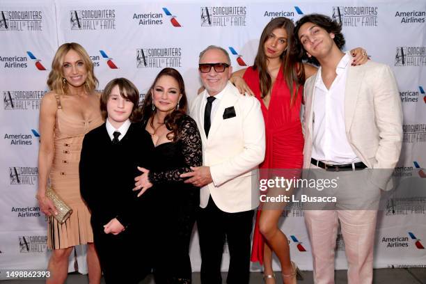 Lili Estefan, Sasha Estefan-Coppola, Gloria Estefan, Emilio Estefan, Lina Luaces, and Lorenzo Luaces attend the 2023 Songwriters Hall of Fame...